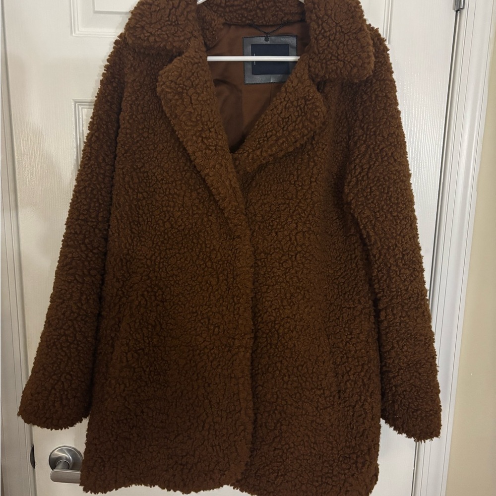 Lucky Brand 🍀 Faux shearling snap button coat